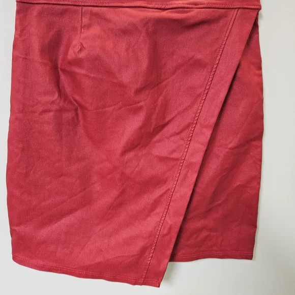 Elegant Red Wrap Skirt Women Size L - Picture 6 of 15